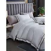 economico Collezione d&#039;elite-Set copripiumino da 4 pezzi, 100% cotone biologico, tessuto morbido e traspirante, include copripiumino e federe per un sonno confortevole.