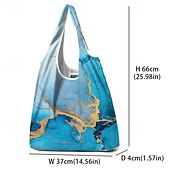 billiga Hand- och toteväskor-abstrakt blå och guld marmorväska för kvinnor – återanvändbar miljövänlig shoppingväska med konstnärlig design, perfekt för dagligt bruk och resor