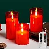 お買い得  キャンドルライト-キャンドル リモートコントロール ON / OFF クリスマス ハロウィーン AAAバッテリ駆動 3本