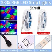 baratos Controlo Remoto-luzes de tira de led flexíveis rgb 5m luzes tiktok 300 leds 2835 8mm ir 44key controle remoto conectável autoadesivo mudança de cor