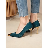 abordables Talons Aiguilles-Escarpins à talons aiguilles en velours beige pour femmes avec bout pointu doré – escarpins de luxe pour fêtes et occasions spéciales