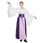 levne Šaty-Retro Středověké Renesanční Šaty Šaty inspirované Regency Ren Faire Elf Viking Elfí Dámské Keltské Pirát Fantazie předvečer Všech svatých Karneval Plesová maškaráda Párty LARP Ren Faire Dospělé Šaty