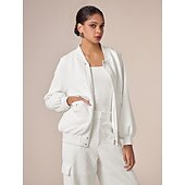 economico Giacche e cappotti firmati-bomber casual con scollo a giro e maniche raglan testurizzate