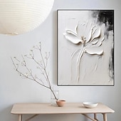 preiswerte Blumen-/Botanische Gemälde-Ölgemälde handgemaltes 3D-Blumengemälde, handgefertigtes Palettenmesser, Blumen, Ölgemälde, Wandkunst, großes 3D-weißes Strukturgemälde, moderne dekorative Gemälde, Impressionismus, abstraktes weißes