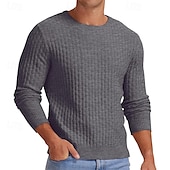 economico maglione pullover da uomo-Per uomo Pullover Maglione Maglione lavorato a maglia A coste Maglia Standard Lavorato a maglia Jacquard Liscio Girocollo Di tendenza Essenziale Da tutti i giorni Appuntamento Abbigliamento Autunno