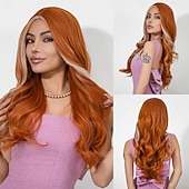 voordelige Synthetische trendy pruiken-koningsdag pruiken 26 inch synthetische pruik damespruik blond lang golvend haar mode dagelijks feest cosplay