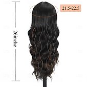 abordables Perruques de fête-perruque avec frange longue perruque ondulée pour femmes perruques synthétiques bouclées perruques de remplacement de cheveux pour filles utilisation quotidienne de fête 26 pouces
