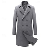 preiswerte Herren-Blazer &amp; -Anzüge-Herren Wintermantel Wollmantel Mantel Outdoor Freizeitskleidung Herbst Winter Polyester warm Oberbekleidung Bekleidung Modisch Strassenmode Glatt Tasche Kargen Doppelreihiger Verschluss
