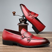 Χαμηλού Κόστους Ημιεπίσημο-ανδρικά loafers από ψεύτικο δέρμα με σχέδιο κροκόδειλου με λεπτομέρεια με διπλή αγκράφα - κομψά παπούτσια για επίσημες περιστάσεις και επαγγελματικές συναντήσεις
