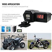 economico Caricabatterie per auto-Caricabatterie per cellulare per moto 3.4a dual usb con accendisigari 10-24v con misuratore di tensione accessori di modifica