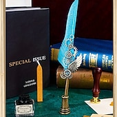 preiswerte Mal-, Zeichen- und Künstlerbedarf-1 Set Geschenkbox, Federkiel, Kalligraphie-Stift und Tintenschreiber-Set, antikes Schreiben, Quilt-Tintenfeder, mechanisches Getriebe, Steampunk-Federkiel zum Zeichnen, Signieren und für
