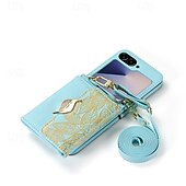 Недорогие Чехлы для Samsung-телефон Кейс для Назначение SSamsung Galaxy Z-флип 6 Кошелек для карт со стендом Магнитный с ремешком Ретро ТПУ Кожа PU
