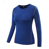 abordables T-shirts et Débardeurs de Course-Femmes T-shirt de compression T-shirt athlétique T-shirt de Gym T-shirt de Fitness manche longue T-shirt Occasionnel Athleisure Automne Couleur Unie Séchage Rapide Doux Respirant Entraînement en