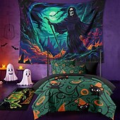 voordelige halloween wandtapijten-Halloween decoraties blacklight wandtapijt uv-reactief glow in the dark glow party spookhuis psychedelisch trippy mistig hangend wandtapijt muurschildering voor woonkamer slaapkamer heks pompoen