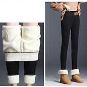olcso Béléses leggings-Női Polár nadrág Nadrágok Leggingek Alkalmi Lounge Teljes hossz Magas derék Mintás Elasztikus derékpánt Magas vágás Melegen tartani Nagy rugalmasságú Vakáció Iroda fekete 11 Szürke 11 Ősz &amp; tél