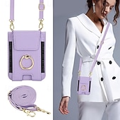 cheap Samsung Cases-Phone Case For Samsung Galaxy Z Flip 7 Z Flip 6 Z Flip 5 Z Flip 4 Z Flip 3 Back Cover Ring Holder with Lanyard with Wrist Strap Retro TPU PU Leather