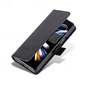 baratos Capa Samsung-telefone Capinha Para Dobra Z 7 Dobra Z 6 Z Fold 5 Z Fold 4 Z Fold 3 Capa traseira Com Suporte Magnética Slot para cartão Retro Couro PU