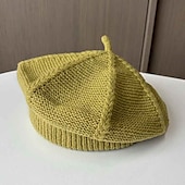 levne Party klobouky-Klobouky Polyester Baret 30. léta Se širší krempou Ležérní Dovolená Čajový dýchánek Dámský den Elegantní Jednoduchý retro S Čistá Barva Barevně dělené Přílba Pokrývky Hlavy