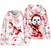 tanie Bluzy-Halloween Michael Myers Bluza z Kapturem Nadruk Graficzny Na Dla par Męskie Damskie Dla dorosłych Halloween Karnawał Bal maskowy Druk 3D Codzienne