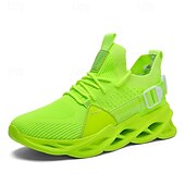 economico Sneakers da uomo-scarpe da ginnastica sportive da uomo in Flyknit verde neon - scarpe da corsa leggere e traspiranti con un design unico della suola