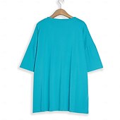 levne jednoduché tričko-dámské oblečení basic oversized trička s kulatým výstřihem jednobarevná nová barva rukáv s volným ramenem kulatý výstřih top s krátkým rukávem