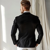 levne Pánské elitní svrchní oblečení-Pánské Obleky Venkovní Sporty a outdoor Ležérní Kapsy Denní Jaro &amp; podzim POLY Pevná barva Kapsy Knoflíky Zahřívací Proti sluci Dvouřadé Blejzr Černá Lila Světle šedá