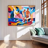 preiswerte Gemälde mit Menschen-handgemachtes farbenfrohes modernes Ölgemälde auf Leinwand, großes handgemaltes abstraktes strukturiertes Personengemälde, Wandkunst, zeitgenössisches minimalistisches Kunstwerk, Wandgemälde für
