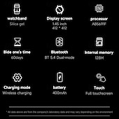 ieftine Ceasuri Smart-ceas inteligent 1,45 inch smartwatch fitness ceas alergare bluetooth pedometru memento de apel tracker activitate compatibil cu Android ios femei bărbați standby lung apeluri mâini libere rezistent la apă