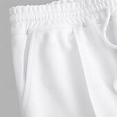 Недорогие Прямой ног-Муж. Штаны Бегун Брюки со складками Кулиска Эластичная талия Полотняное плетение Комфорт Дышащий Повседневные Праздники Спорт Мода Черный Белый