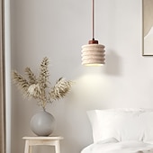 abordables Suspension-Lampe suspendue à LED blanc chaud 1/2/3 lumières style nordique simple abat-jour en pierre décoration intérieure e26/e27 lampes à suspension à corde réglable pour salle à manger chambre 85-265v