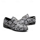 baratos Semi-formal-sapatos sociais masculinos com cadarço e estampa de cobra - sapatos oxford formais com padrão exótico para festas e eventos