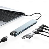 お買い得  USBハブ-10 in 1 USB ハブ、HD 4K@30Hz、USB3.0、USB2.0、Type-C 2.0、RJ45 イーサネット、100W PD 充電、SD TF カード スロット、ドッキング ステーション