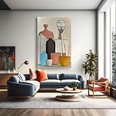 preiswerte Stillleben-Gemälde-3D-Ölgemälde, handgefertigt, beige, Wabi-Sabi-Ölgemälde, handgemalte Wandkunst, schwarz-beige, mit Pattle Knife gemaltes großes, schwarz-oranges Ölgemälde, Wandkunst, beige, strukturiertes Gemälde für