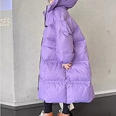 baratos Casaco de penas e parka para meninas-Infantil Para Meninas Plumagem Côr Sólida Moda Bolsos Escola Casaco agasalhos 4-12 anos Outono Preto