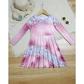halpa 3D Shining Vision -mekko-Tyttöjen 3D Kuvitettu Tähdet Mekko Pitkähihainen Kesä Kevät Loma Päivittäin Pyhäpäivä Kaunis Makea Lapset 4-12 vuotta Rento mekko A linjainen mekko Polvipituinen Normaali