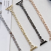 voordelige Apple Watch-bandjes-Solo Loop Compatibel met: Apple Watch-horlogebandje 38mm 40mm 41mm 42mm 44mm 45mm 49mm Bling Diamant Metalen sluiting Verstelbaar Legering Vervangende horlogeband voor iwatch Ultra 2 Series 9 8 7 SE