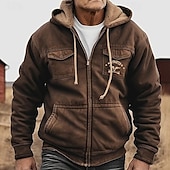economico Felpa con cappuccio in pile-Per uomo Felpa con cappuccio a zip intera Felpa con cappuccio e zip Felpa con cappuccio in pile Verde militare Blu Marrone Cachi Con Cappuccio Mucca Con zip Tasca Sport &amp; Outdoor Quotidiano Ferie