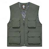 cheap Men&#039;s Vest-Men&#039;s Vest Gilet Fishing Vest Hiking Vest Daily Date Vacation Fashion Casual Spring &amp;  Fall Mesh Pocket Polyester Breathable Comfortable Plain Zipper V Neck Regular Fit Black Yellow Red Navy Blue Vest