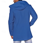 billiga Trenchcoat för män-Herr Peacoat Trenchcoat Dagligen Semester Höst vinter 50% bomull Håller värmen Ytterkläder Kläder Mode Klassisk Slät Ficka Huva Dubbelknäppt