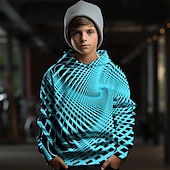 billiga Pojkens 3D Vision &amp; Geometri-Pojkar 3D Grafisk Geometrisk Huvtröja Långärmad Vår Höst Mode Streetwear Barn 4-12 år Huva Utomhus Ledigt Dagligen Normal