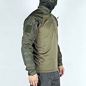 tanie Najfatalniejszy-Męskie Koszula bojowa Koszula turystyczna Taktyczna koszula wojskowa Długi rękaw Quarter Zip Top Na wolnym powietrzu Oddychający Miękka Poliester Niejednolita całość Czarny Zieleń wojskowa Chropowata