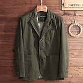 cheap Men&#039;s Classic Blazers-Men&#039;s Blazer Business Cocktail Party Wedding Party Fashion Casual Spring &amp;  Fall Polyester Plain Button Pocket Comfortable Single Breasted Blazer Black khaki Army Green