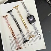 billiga Apple Watch-band-Solo loop Kompatibel med Apple Watch klockband 38mm 40mm 41mm 42mm 44mm 45mm 49mm Dam Bling Diamond Metalllås Legering Ersättningsurband för iwatch Ultra 2 Series 9 8 7 SE 6 5 4 3 2 1