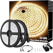 voordelige Stekkerstripverlichting-witte led-lichtstrip 2x16 ft warm licht wit licht rood blauw groen witte stripverlichting 600 led 2835 flexibele lintverlichting 12v touwlicht geschikt voor keukenkast slaapkamer kledingkast