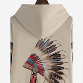 preiswerte Vintage Ethnische Hoodies-Herren Grafik Blumenmuster Indianer Kapuzensweatshirt Kapuzenshirts Pullover Urlaub Täglich Klassisch Lässig Langarm Mit Kapuze Urlaub Sport im Freien Ausgehen Streetwear Hellbraun Drucken Winter