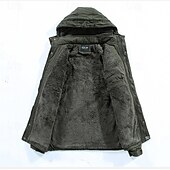 preiswerte Herrenjacken &amp; Herrenmäntel-Herren Winterjacke Fleecejacke Freizeitjacke Täglich Urlaub warm Tasche Vlies Herbst Winter Glatt Modisch Strassenmode Mit Kapuze Standard Schwarz Khaki Armeegrün Jacken