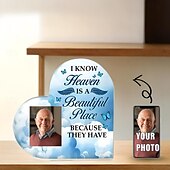 cheap Memorial Gift-Personalized Acrylic Photo Plaque Custom Memorial Gifts Plaque Heart Picture Frame - Memory of Mother, Father, Grandma, Grandpa 10*10cm