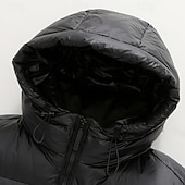 cheap Men's Downs &amp; Parkas-Men's Winter Coat Puffer Jacket Padded Zipper Pocket Polyster Pocket Outdoor Long Fashion Casual Thermal Warm Windproof Winter Plain Black Puffer Jacket
