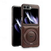 baratos Capa Samsung-telefone Capinha Para Samsung Galaxy Z Virar 6 Z Flip 5 Z Flip 4 Z Flip 3 Capa traseira Com Suporte Suporte para carregamento sem fio Antichoque Retro TPU Couro PU