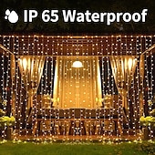 abordables Guirlandes solaires-Rideau lumineux solaire d&#039;extérieur avec télécommande, 8 modes d&#039;éclairage, guirlande lumineuse 3 x 3 m, 300 LED, étanche IP65, pour Noël, fête, mariage, maison, jardin, mur, salon, chambre à coucher,